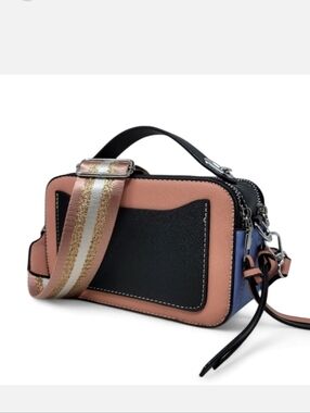 Rose Gold, Blue, and Black Colorblock Camera Crossbody